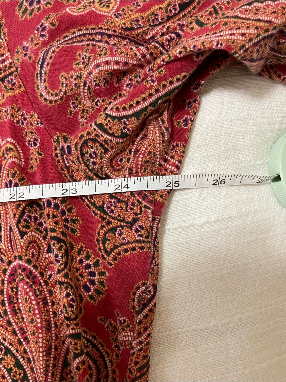 Paisley Button-Front Red Blouse - Picture 8 of 9